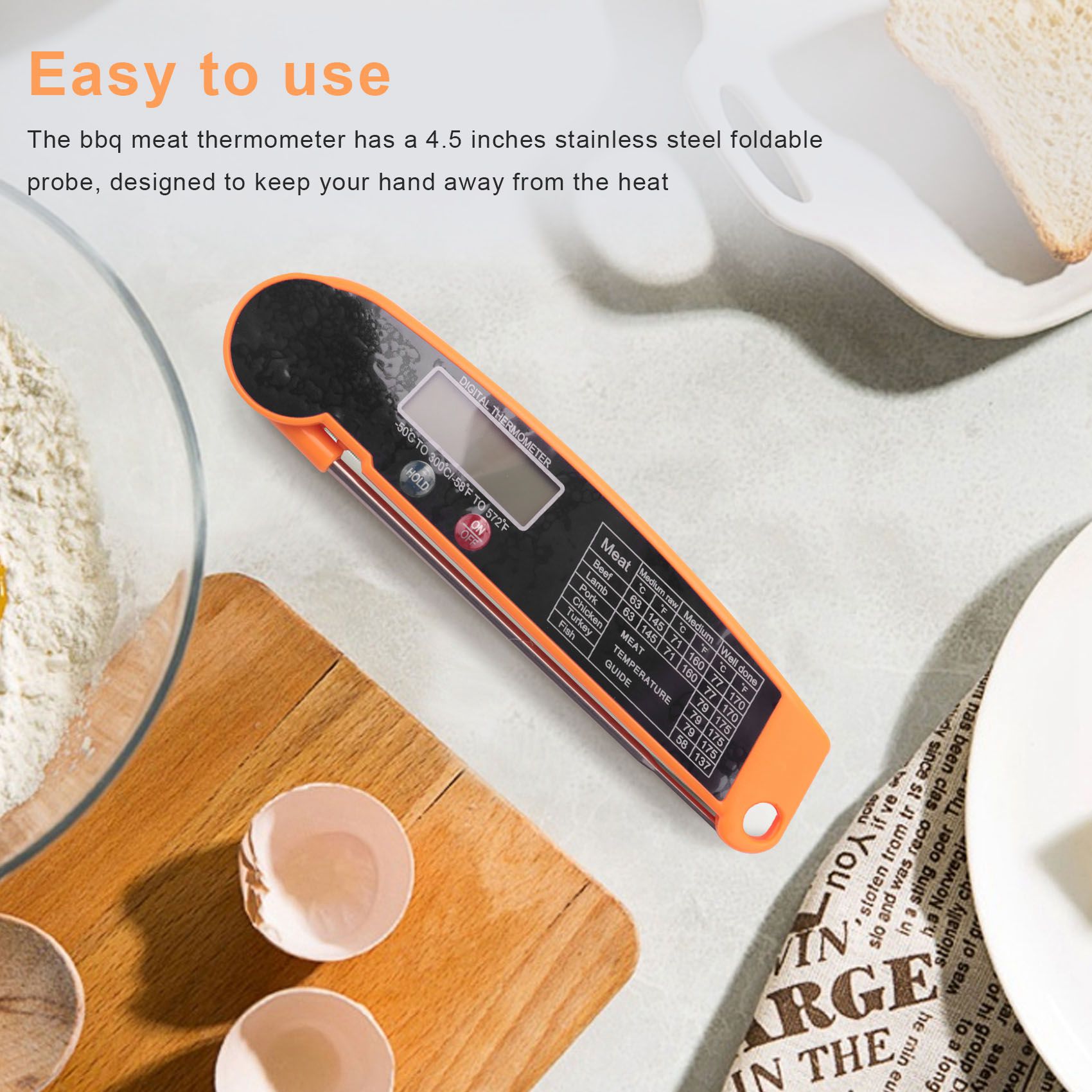 Instant Read Thermometer - ABMI-Digital Instant Read Meat Thermometer With