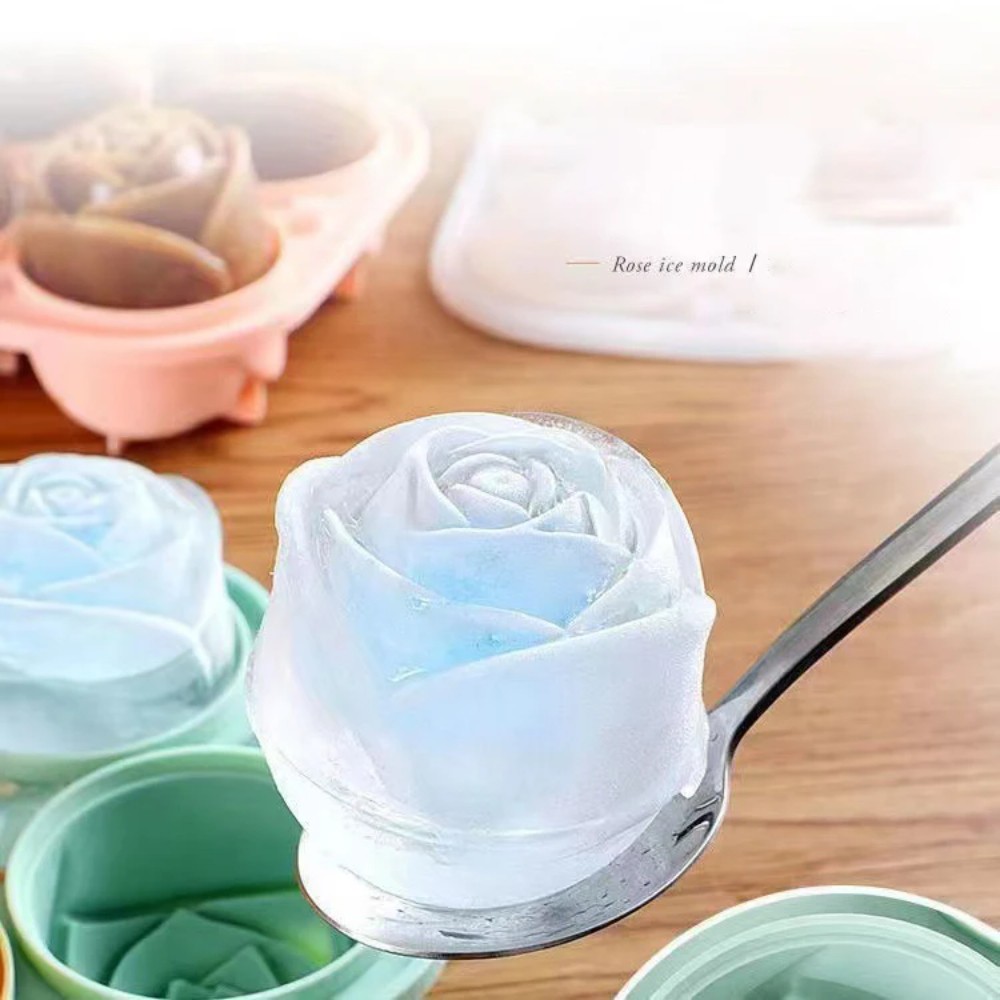 Kitchen Gadgets Website - 3d rose silicone ice molds 4-hole